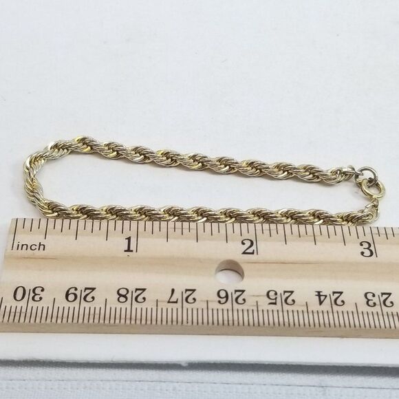 Vintage Simple Gold Tone Rope Twist Chain Bracelet, Skinny Stacking, Estate - Picture 4 of 5